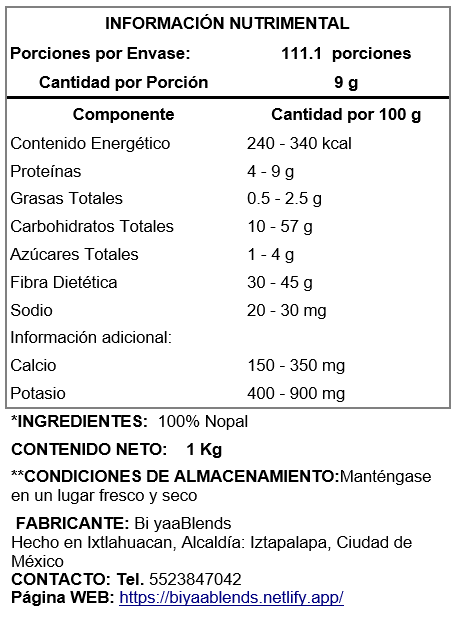 Beneficios para la Salud - Harina de Nopal